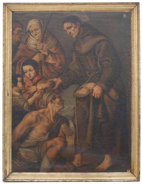 ESCUELA ESPAÑOLA, SIGLO XVII. "SAN ANTONIO DE PADUA Y EL PAN DE LOS POBRES".