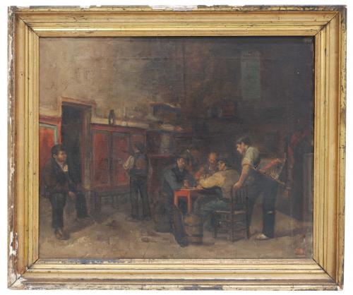 ANTONI AMORÓS I BOTELLA (1849-1925) Partida en la taberna.