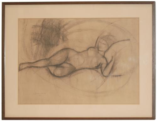 Charcoal on paper.Signed and dated on the lower left corner, 1952.43 x 62 cm.