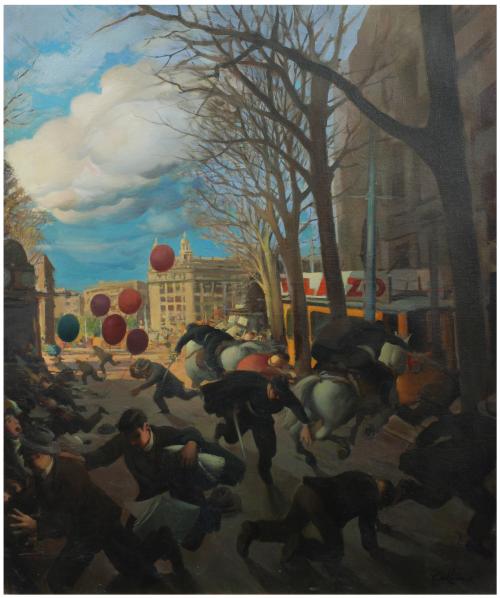 RAMÓN CALSINA BARÓ (1901-1992). "Carga en la Rambla, 1930".