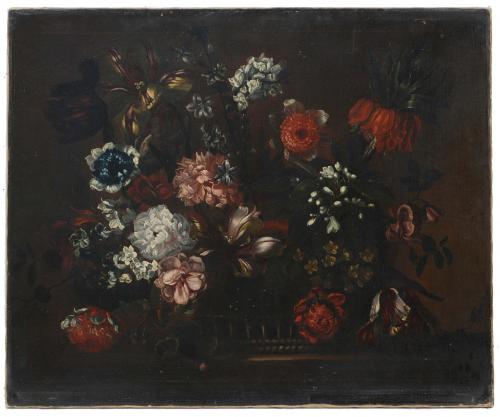 CiRCLE OF JEAN-BAPTISTE MONNOYER (1636 -1699) "BASKET OF FLOWERS"