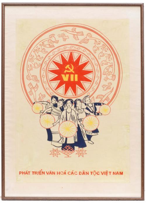 CARTEL REVOLUCIONARIO VIETNAMITA.  "Promovemos la cultura de las minorías étnicas de Vietnam".