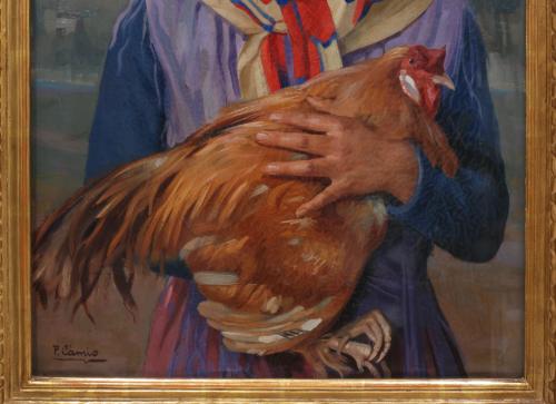 PEDRO GARCÍA CAMIO (1897-1963). "JOVEN CON GALLINA".