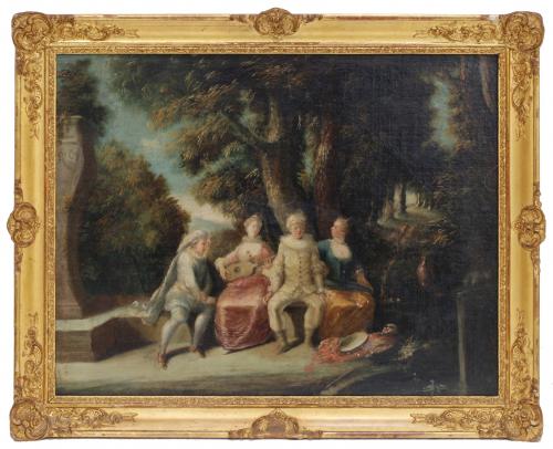 ATRIBUIDO A ANTOINE WATTEAU (1684 - 1721). Sin título.