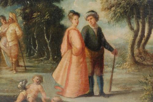 ATRIBUIDO A ANTOINE WATTEAU (1684 - 1721)., Sin título. , Ó