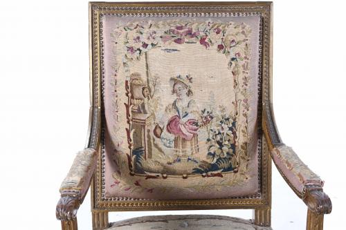 PAIR OF FRENCH LOUIS XVI STYLE ARMCHAIRS, SECOND HALF OF TH