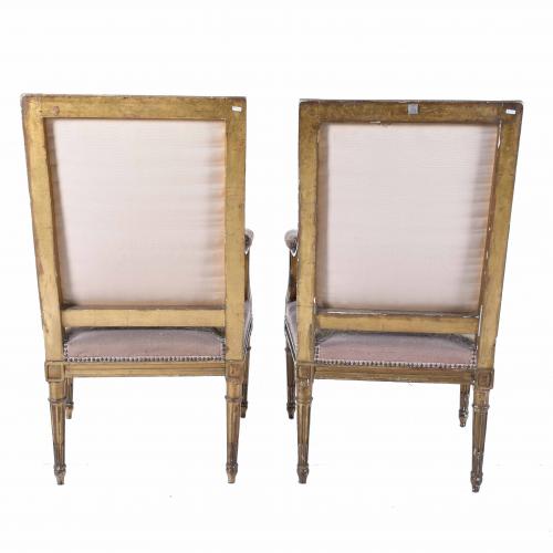 PAIR OF FRENCH LOUIS XVI STYLE ARMCHAIRS, SECOND HALF OF TH