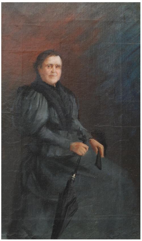 RAMÓN CASAS Y CARBO (1866-1932).."Retrato señora con paraguas". .Óleo sobre lienzo..