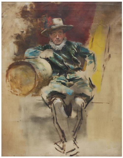 ROMÁN RIBERA (1848-1935)., Boceto, Óleo sobre lienzo.