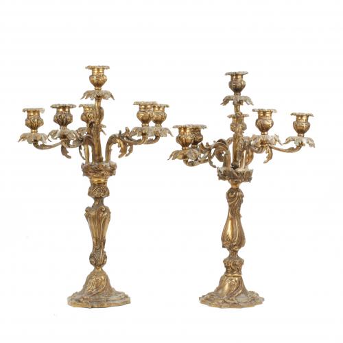 PAREJA DE CANDELABROS FRANCESES, PRIMERA MITAD SIGLO XX