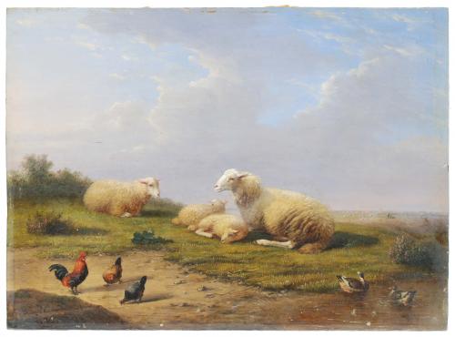 FRANÇOIS VANDEVERDONCK (1848-1875). "Paisaje con ovejas".