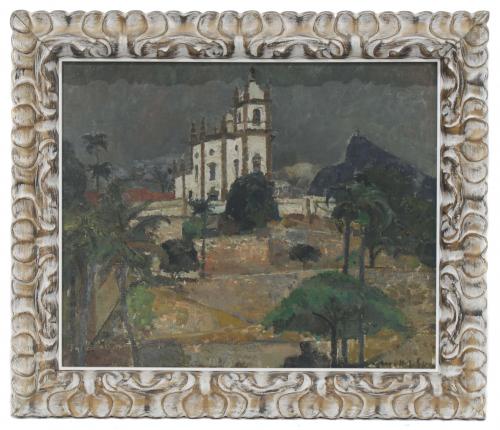 JOSEP MARIA MALLOL SUAZO (1910-1986) "Paisaje con iglesía".