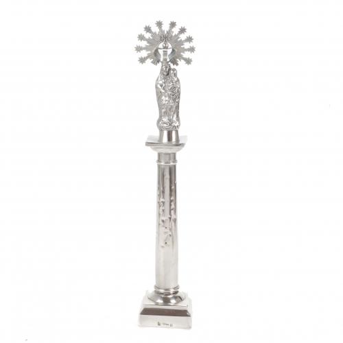 "VIRGEN DEL PILAR", FIGURA EN PLATA, SIGLO XIX