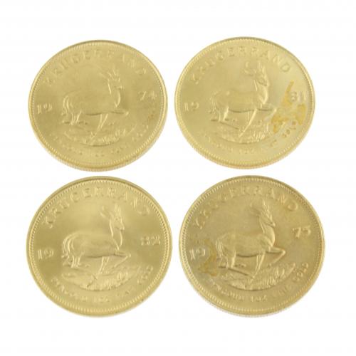 FOUR SOUTH AFRICAN GOLD COINS 