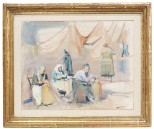 Watercolour on paper.Signed and dated on the lower right corner, 1961.50 x 63 cm. and 70 x 83 cms. (frame).