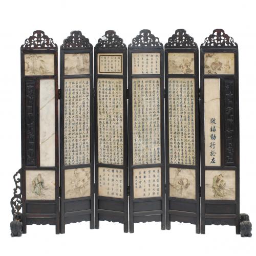 CHINESE SCREEN IN 6 PARTS, 19TH CENTURY