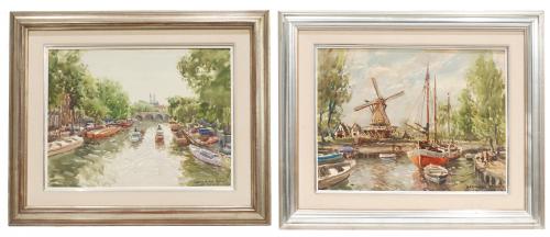 Pair of watercolour on boardSigned and dated in Roman numerals on the lower left corner, 1980. 50 x 65,5 cm and 76,5 x 92 cm (frame). 50 x 65,5 cms y 75,5 x 90 cms (marco).    