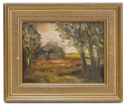 Oil on canvas on board.Signed F. Gimeno on th lower left corner. Craquelures.13 x 16,5 cm and 20 x 24 cm (frame). 