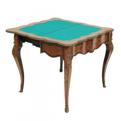 MESA DE JUEGO BOULLE, SIGLO XIX.