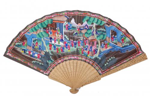 TWO CHINESE CANTON FANS, 19TH CENTURY