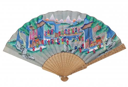 TWO CHINESE CANTON FANS, 19TH CENTURY