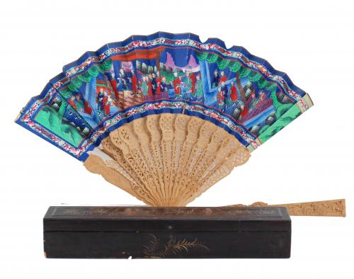 TWO CHINESE CANTON FANS, 19TH CENTURY