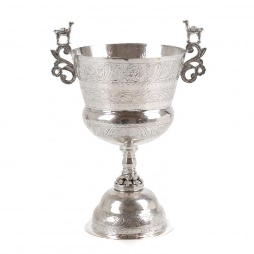 SOUTH AMERICAN SILVER GOBLET, 20TH CENTURY. 