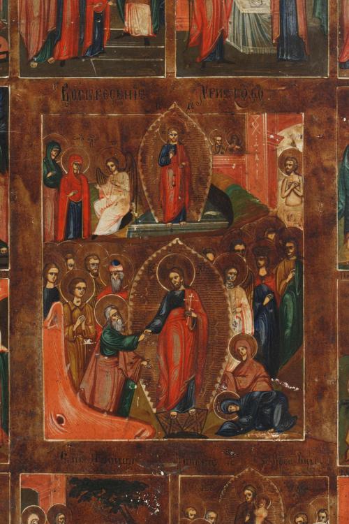 19TH CENTURY RUSSIAN SCHOOL. ICON  "Scenes of the life of t