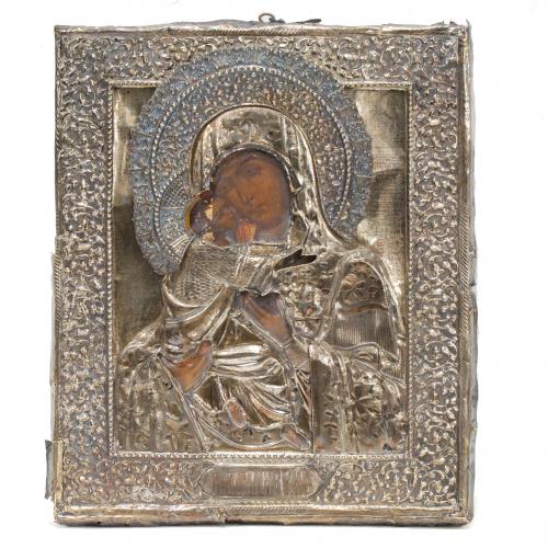 ESCUELA RUSA, SIGLO XIX. ICONO. "VIRGEN DE VLADIMIR".