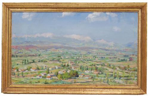 Oil on canvas.Signed and dated on the lower right corner, 1956.33x 57 cm and 41 x 64 cm (frame).