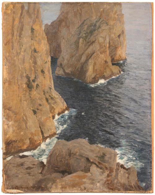 Oil on canvas on board.Signed and located on the lower left corner, Capri, 1898. There is one more signature done with the tip of the paint brush.Small perforations on the sides.53 x 41 cm. and 68,5 x 57 cm. (frame).