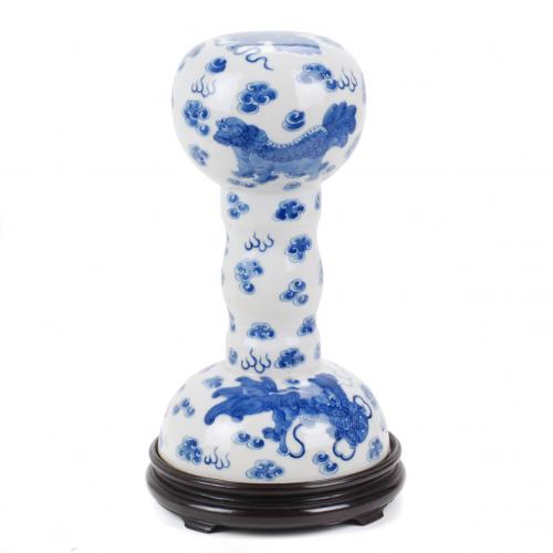 Blue and white decoration with chimeras and Kangxi mark on the base28 cm H