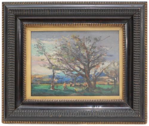 Oil on board.Signed on the lower right corner. Frame with glass.23 x 30,5 cm and 41 x 48,5 cm (frame).