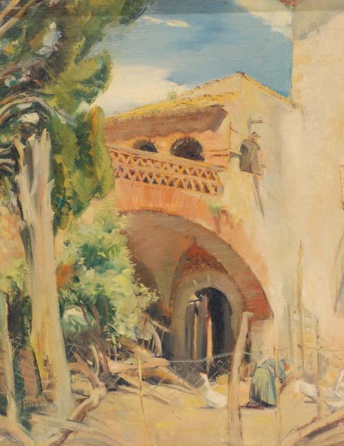 OLEGUER JUNYENT SANS (1876-1958). "Courtyard".