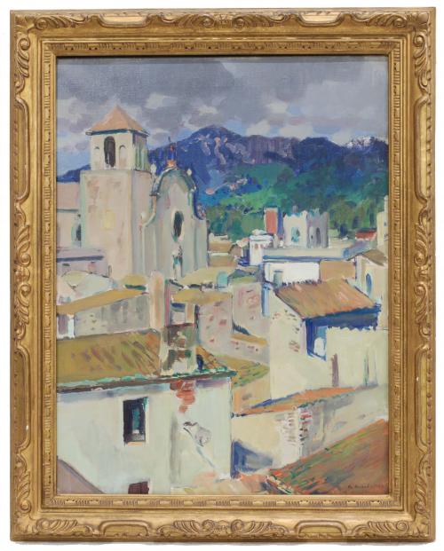 Oil on canvas.Signed and dated on the lower right corner, 1949, as entitled on the back.Published on "Rafael Benet. Catàleg revisat i actualitzat de l'obra pictòrica" - Fundació Rafael Benet. 2004.Label from the exhibition held in Caixaterrassa Cultural Centre, 2009, on the reverse.64 x 49 cm. and 77,5 x 63 cm. (frame).