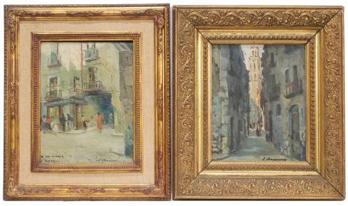 JOAQUÍN ASENSIO MARINÉ (1890-1961). "CALLE DEL BORN" y "VISTA DE SANTA Mª DEL MAR".