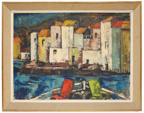 Oil on canvas.Signed and dated on the lower right corner, 1958.59 x 80 cm. and 73,5 x 95 cm. (frame).