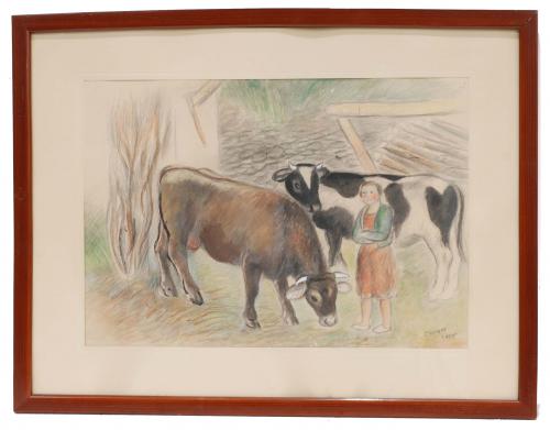 Gouache and ghaphite on paper.Signed and dated on the lower right corner, 1952.Small perforations on the corners.32 x 46 cm and 48,5 x 63 cm (frame). 