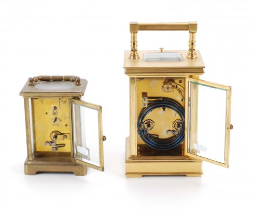 TWO CARRIAGE CLOCKS, MID 18TH CENTURY AND FIRST HALF OF THE