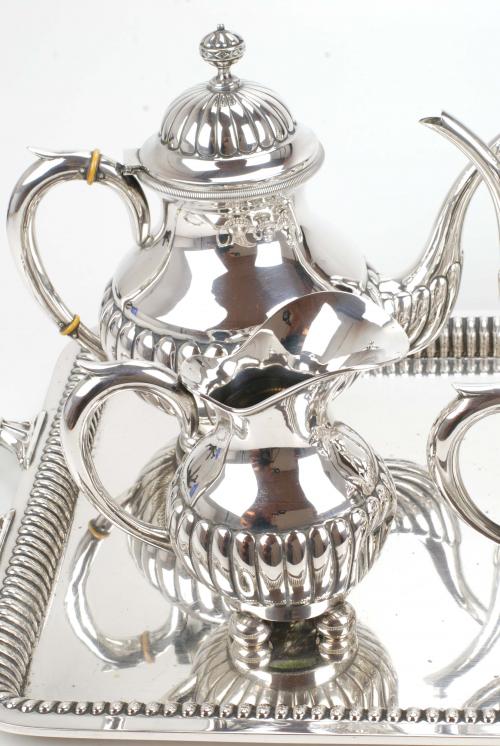 SPANISH SILVER COFFEE AND TEA SET, MID-TWENTIETH CENTURY