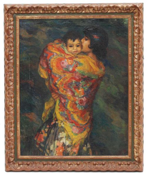 JOAN CARDONA i LLADÓS (1877-1957). "GITANA CON NIÑO EN BRAZOS".