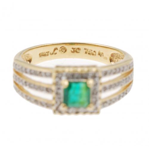 DIAMOND AND EMERALD RING