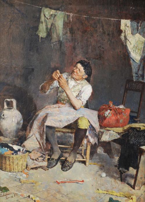 LUIS JIMÉNEZ Y ARANDA (1845-1928). "TAILOR", ROME, 1875.