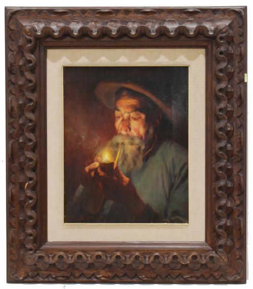 LLUÍS GRANER I ARRUFÍ (1863-1929). "OLD MAN WITH PIPE".