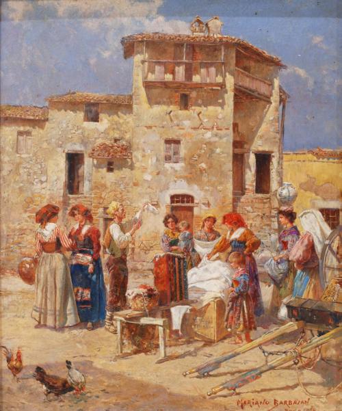 MARIANO BARBASAN Y LAGUERUELA (1864-1924). "WASHERWOMEN", ROME 1896