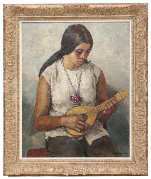 JOSEP MARIA MALLOL SUAZO (1910-1986). "YOUNG GIRL WITH MANDOLIN"