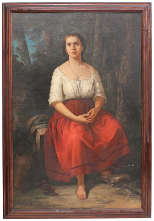 NICOLÁS RUIZ DE VALDIVIA (1837-1880). "JOVEN DE FALDA ROJA", 1866.