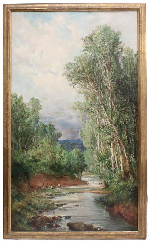 RAMÓN MARTÍ ALSINA (1826-1894). "RIVER LANDSCAPE".