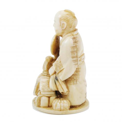 ESCUELA JAPONESA, SIGLO XIX. NETSUKE, DOS PERSONAJES.