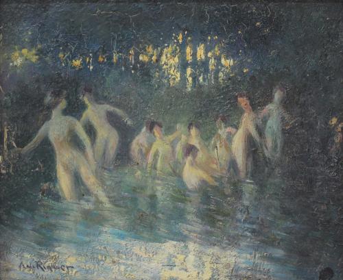 ATRIBUIDO A ALEJANDRO DE RIQUER INGLADA (1856-1920). "EL BAÑO DE LAS MUJERES".